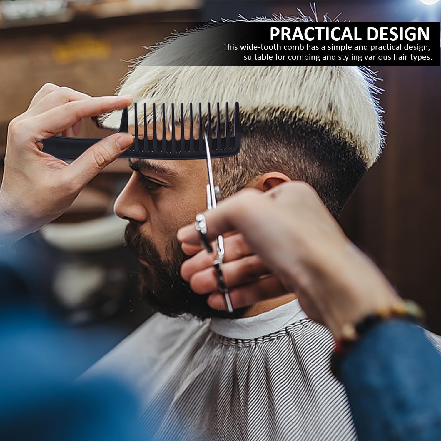 Pack of 4 Wide Teeth Combs, Plastic Combs, Hair Styling Tools, Hairdressing Tools, Lightweight and Durable Combs, Suitable for Home and Hairdressing Salon image number 2