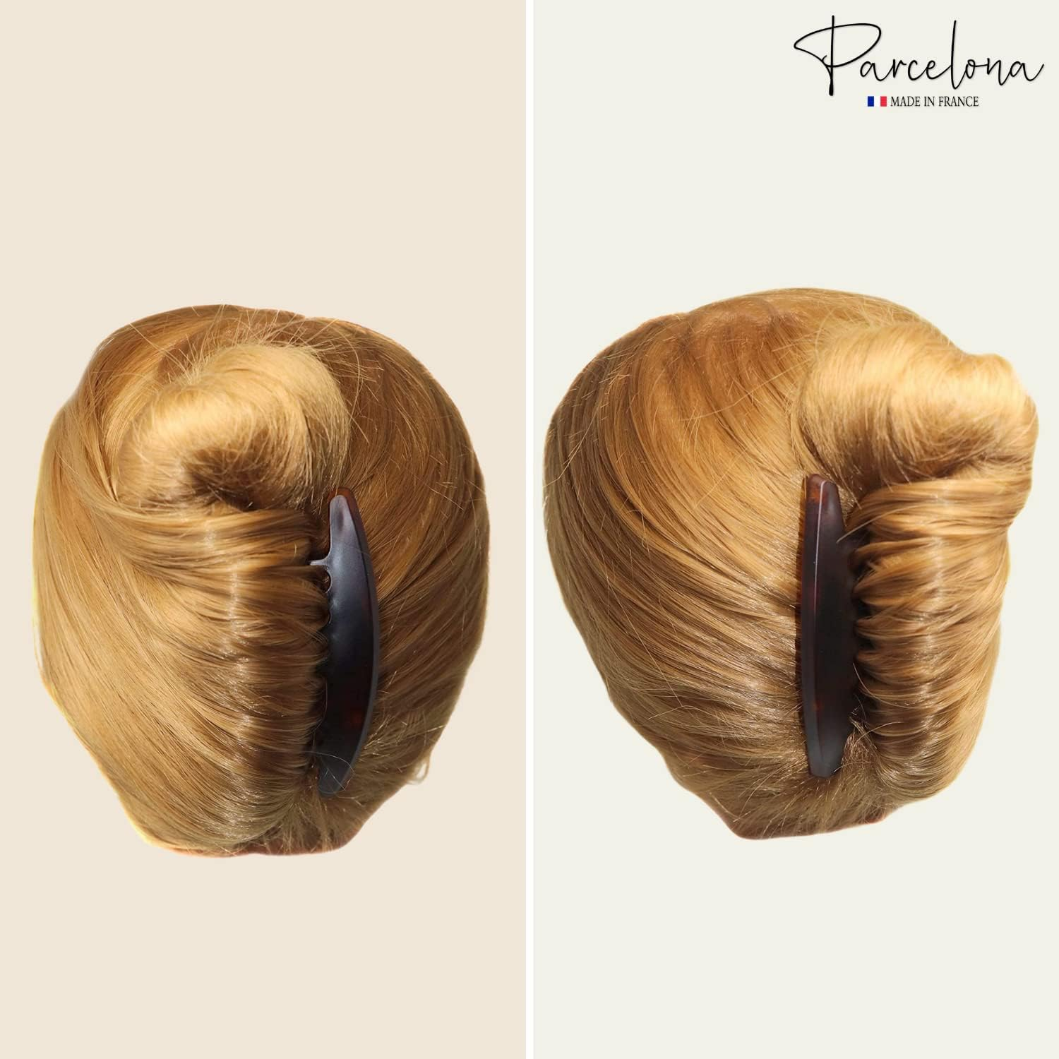 Parcelona French Basic 7 Teeth Tortoise Shell Matte Large 4&rdquo; Celluloid Set of 2 Side Hair Combs for Women and Girls image number 4