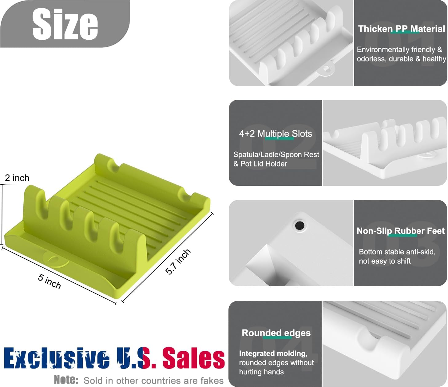 2 Pack Utensil Rest for Stove Top, Spatula/Ladle/Spoon Rest with Drip Pad & Pot Lid Holder Stand for Kitchen, Cooking Utensil No Drip Holder, Multifunction Kitchen Spatula Rack with Lid Holder image number 1