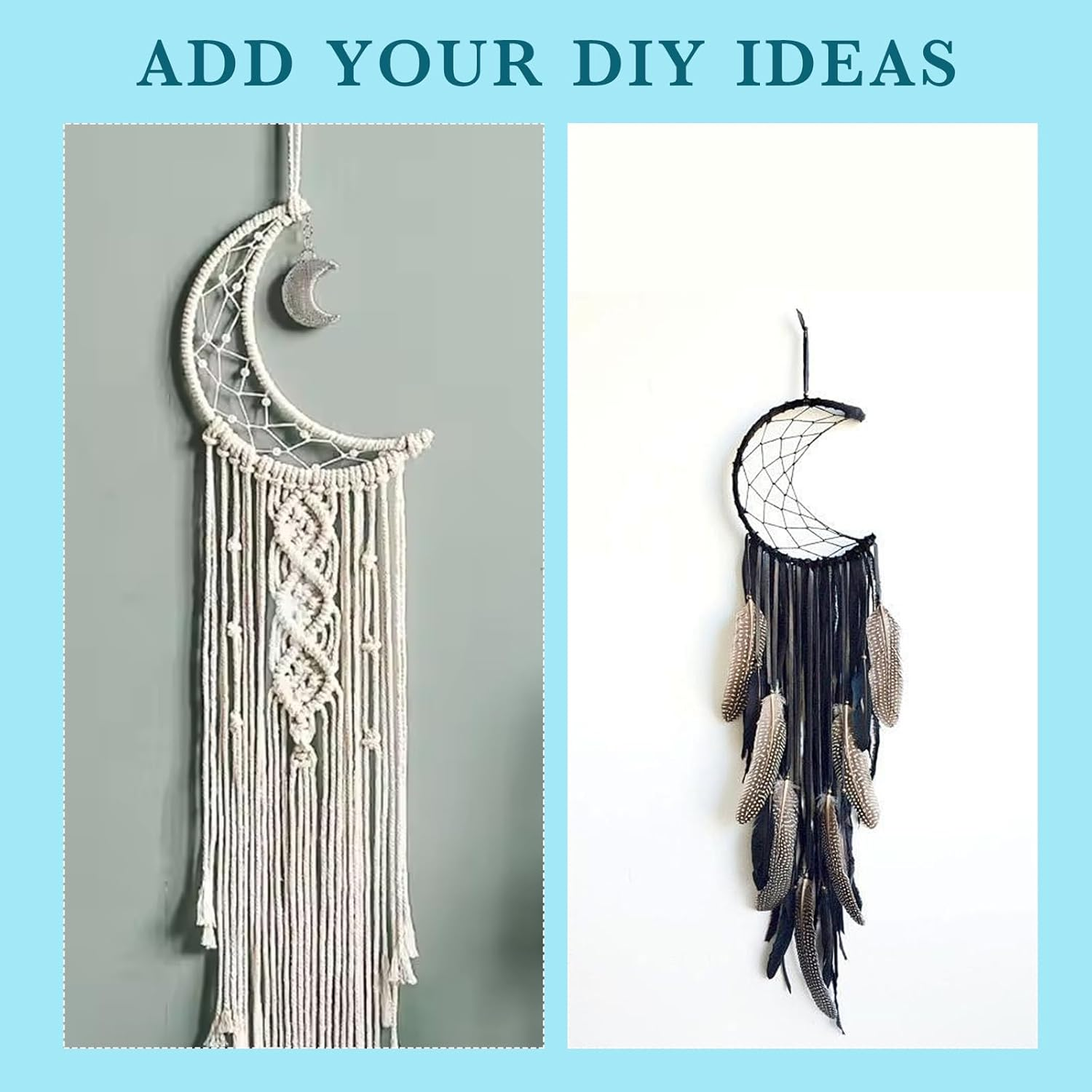 2PCS Gold Moon DIY Dream Catcher Kit,Wreath Making Supplies,Metal Ring for Crafts,Macrame Hoop,Macrame Supplies,Metal Hoops for Crafts,Craft Rings,Dream Catcher Supplies,Home Wall Hanging Wreath Decor