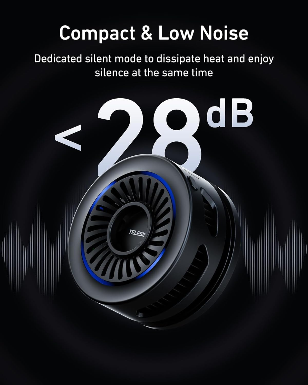 TELESIN Magnetic Phone Cooler Pro for Gaming and Live Streaming, Cell Phone Cooling Fan Portable Phone Radiator Cooling Fan for Magsafe, for Iphone/Android Magnetic Neck Mount image number 6