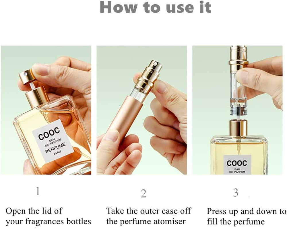 Perfume Atomizer Refillable, Portable Mini Perfume Spray Bottles Empty Spray, Dispensers, Sprayers, Atomisers with Bottom Pump for Travel, Leak-Proof image number 2