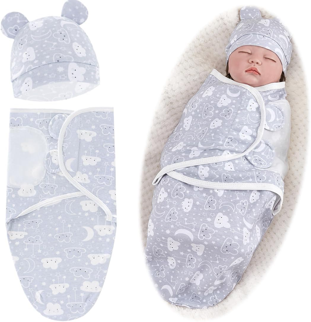 Set of 1 Baby Swaddling Blanket 0-6 Months Baby Swaddles for Newborn Babies in 100% Cotton Born Boy and Girl Nursery (Grey) image number 2