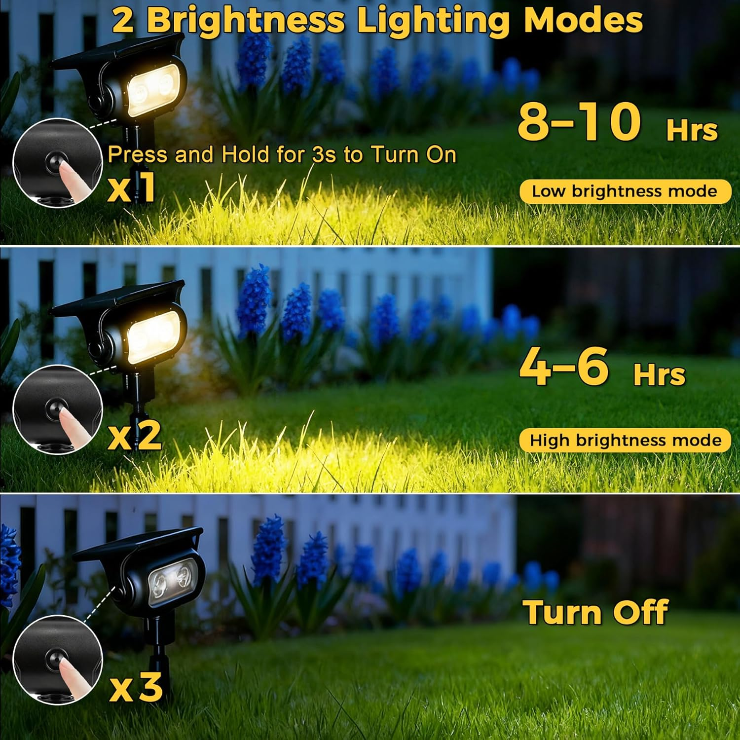 LED Solar Garden Spotlights 6 Pack, 3000K Warm White Solar Lights with Ground Stakes, Dusk-To-Dawn Sensor, IP65 Waterproof Outdoor Lights for Garden, Lawn and Pathway image number 1