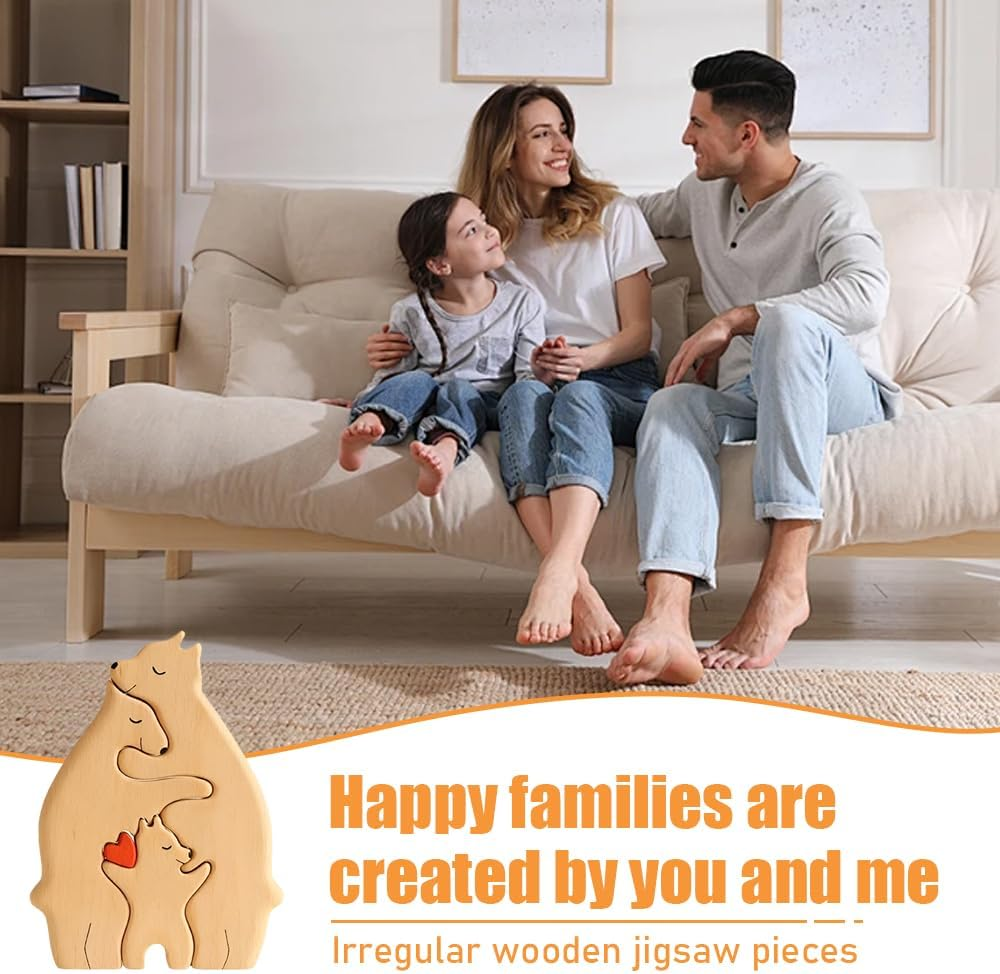 Wooden Bears Puzzle,Wood Love Animal Puzzle Decoration,3 Hug Wooden Bear,For Birthday Christmas, Anniversary Mother Day, Father Day image number 5