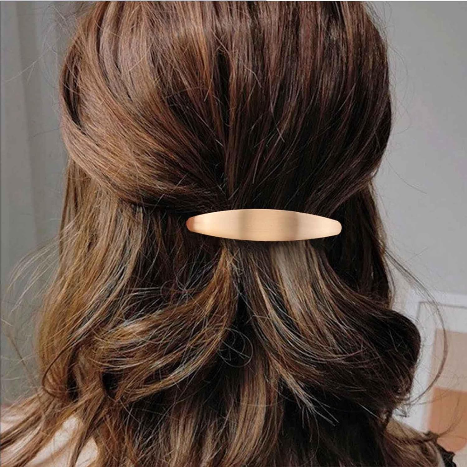 Enautoabs French Metal Hair Clip, Hair Clips, Brushed Gold, Oval Hair Clip, Pin, Geometric Ponytail Holder, Hair Clips, Minimalist Hair Clip, Decorative (Gold Oval)