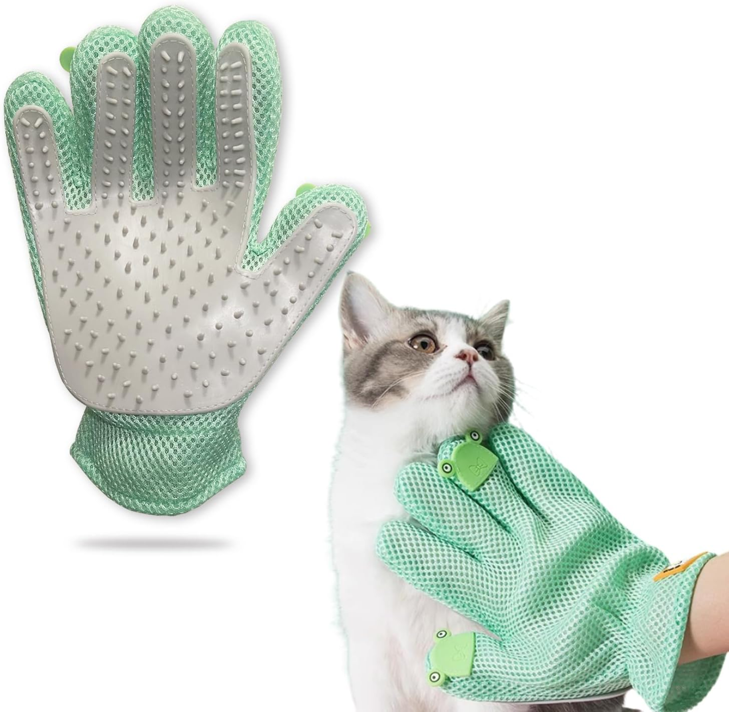 FURBB Pet Grooming Glove - Cat Dog Gentle Deshedding Brush Glove - Efficient Pet Hair Remover Massage Mitt - Enhanced Five Finger Design Perfect for Long Short Fur, Right Hand (Pink) Pet Bathing