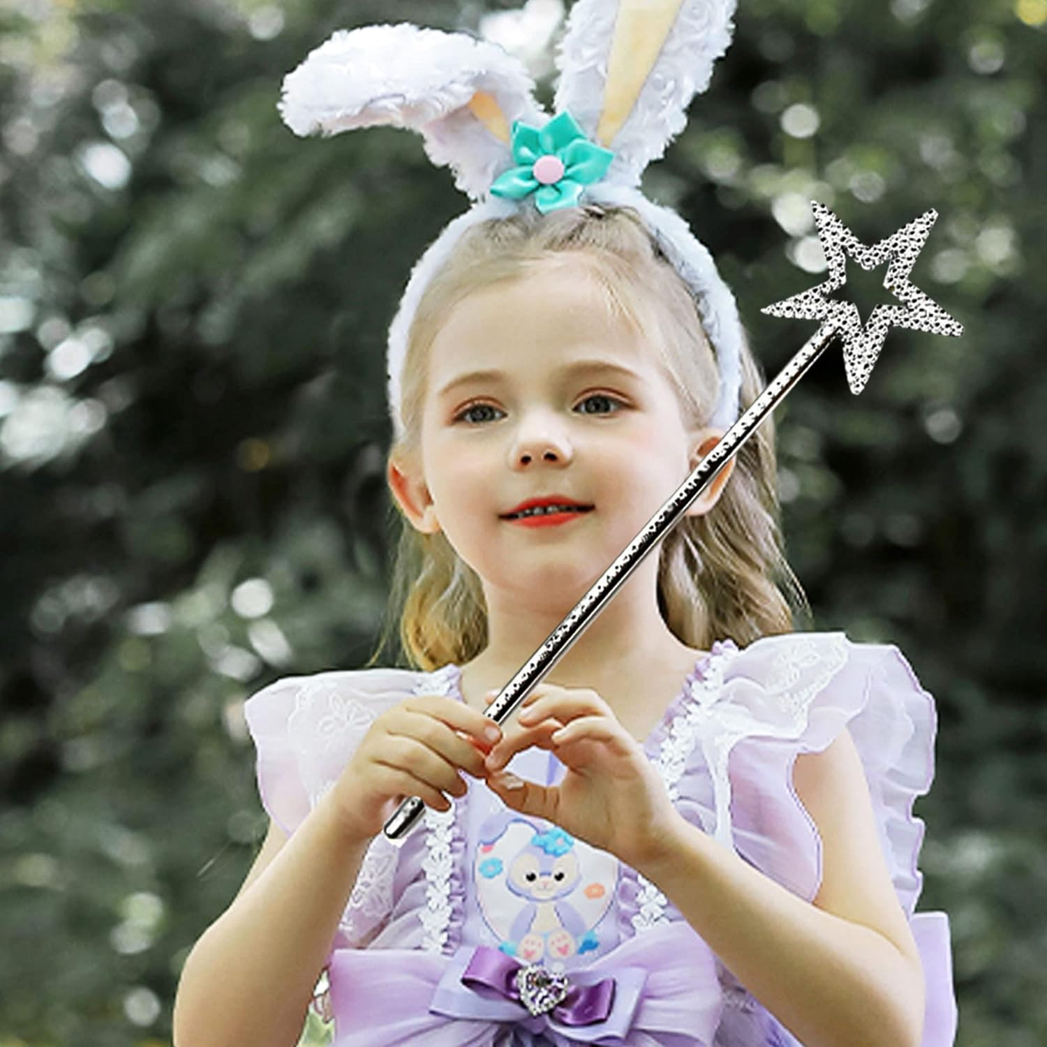 KOMIDK 13 Inches Star Wand,Tooth Fairy Wand Silver Fairy Princess Angel Wand Sticks Silver Fairy Princess Angel Wand Cosplayfor Girls Costume Birthday Party Wedding Halloween Christmas Cosplay