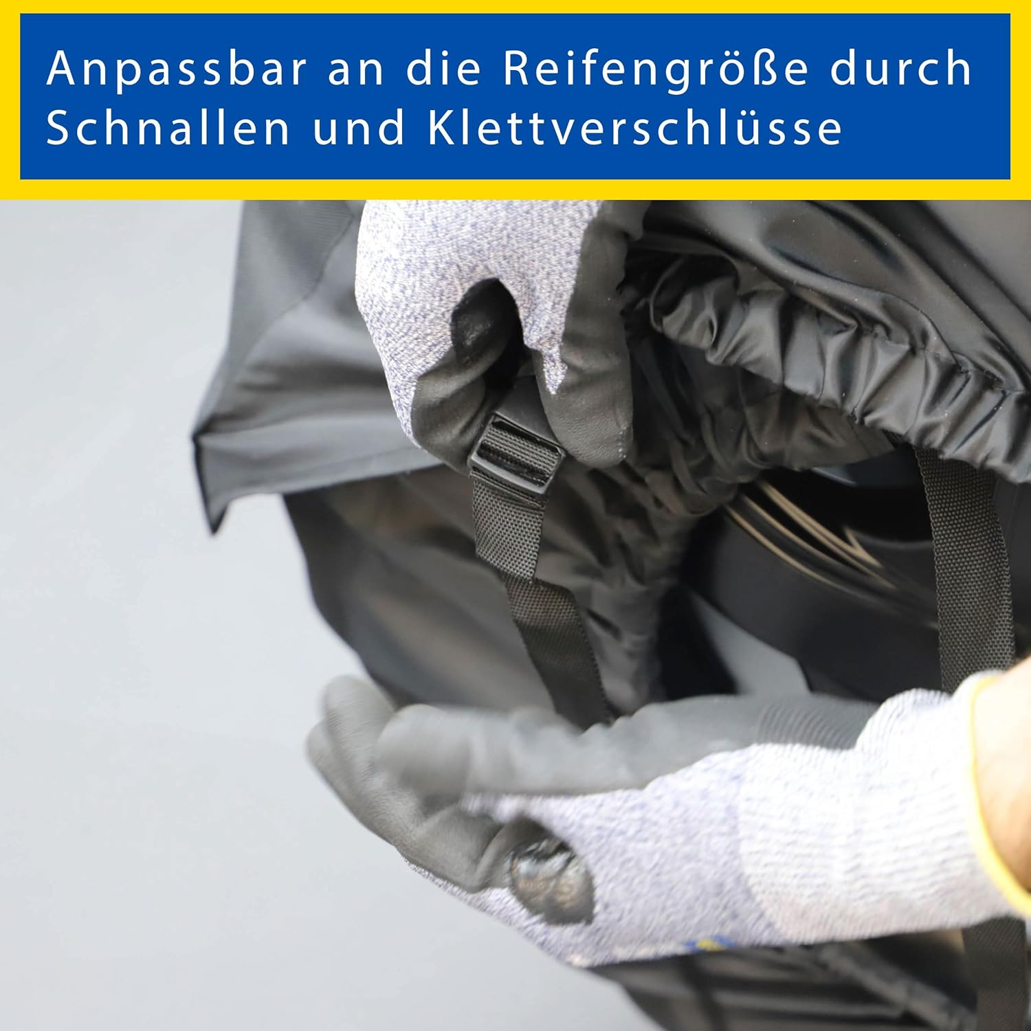 GOODYEAR Tyre Bags Made of 600D Polyester for Transporting, Storage of Tyres, UV Protection, Water-Repellent, Black, Set of 4 - Blue image number 7