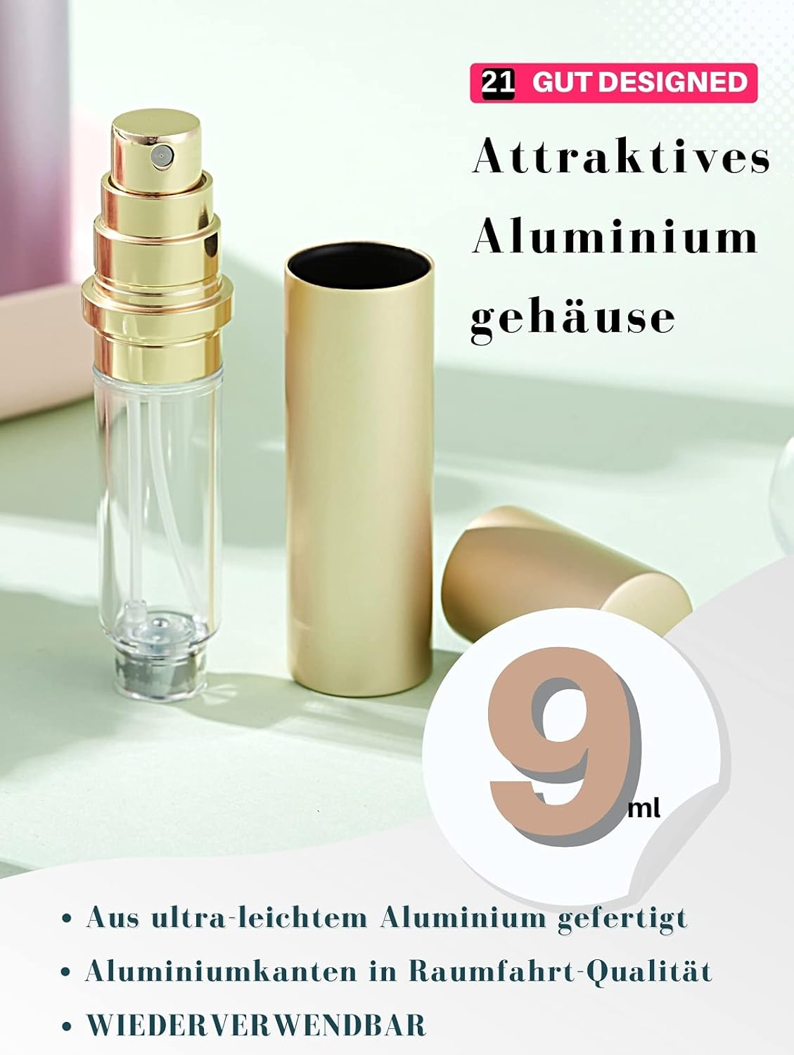 Asanana 9 Ml Perfume Atomiser, Refillable, Filling Technology without Funnel, Empty Perfume Atomiser, Spray Bottle for Travel, Handbag on the Go (Silver) image number 1