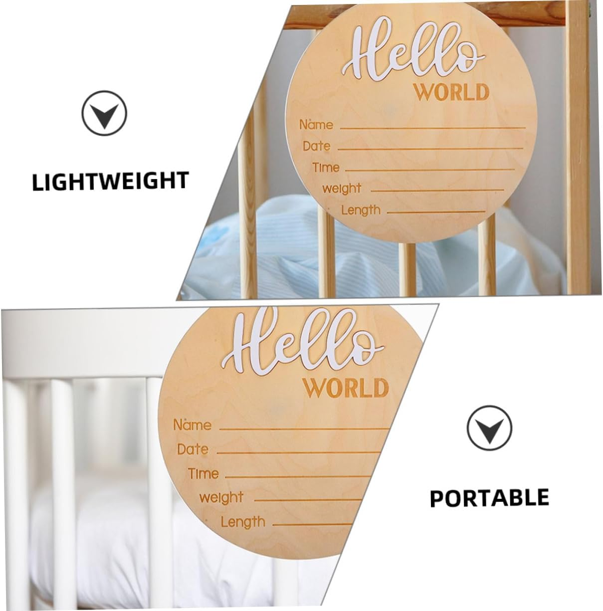 2 Pcs Wooden Birth Announcement Sign Newborn Name Plate for Hospital Photos Name Plaque for Announcement and Photography Prop image number 1