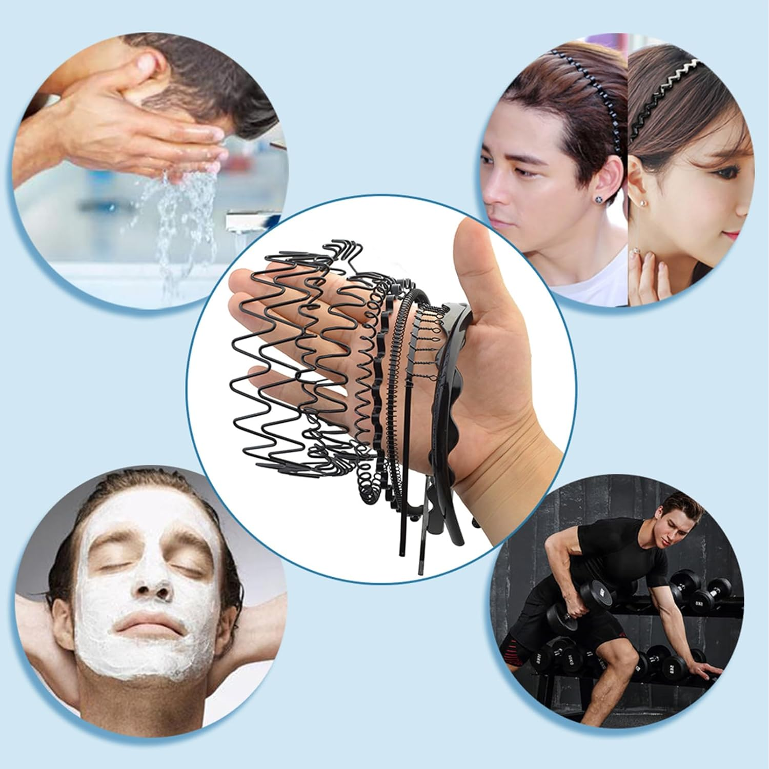 OJIOUI 10 Pieces Metal and Plastic Headband, Unisex Spring Wavy Hair Hoop, Adjustable Wavy Hair Accessories, Non-Slip Hair Hoop for Home, Outdoor, Sports and Yoga image number 3