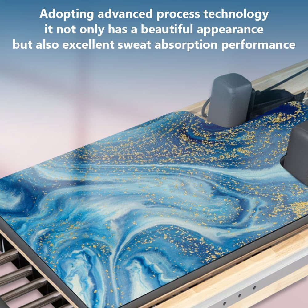 TOMVAES Durable Pilates Reformer Mat with Grip, Reformer Machine Towel, Portable Mats with Mesh Bag for Home Exercising Workout﻿ Blue image number 3