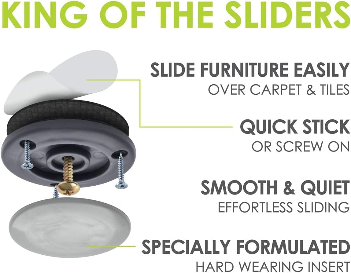 Gorillaglides CB503 50Mm Furniture Sliders/Screw on Glide Floor Protectors (Set of 4 Glides) for Carpet and Hard Surface Sliding, Round image number 5