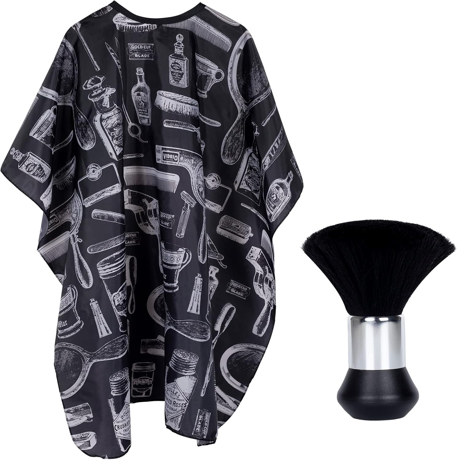 Meinraum Hairdressing Cape Adult with Hairdresser Waterproof Hairdressing Cape Neck Brush Adjustable Press Stud Hair Cutting Cape Black Hairdressing Set for Household Salon Hair Cutting, Black, One Size image number 2