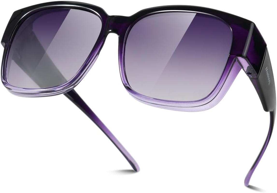 Meeloog Polarized Fit over Glasses Sunglasses for Women, Square Wrap around Lightweight Shades for Driving Riding MST0099