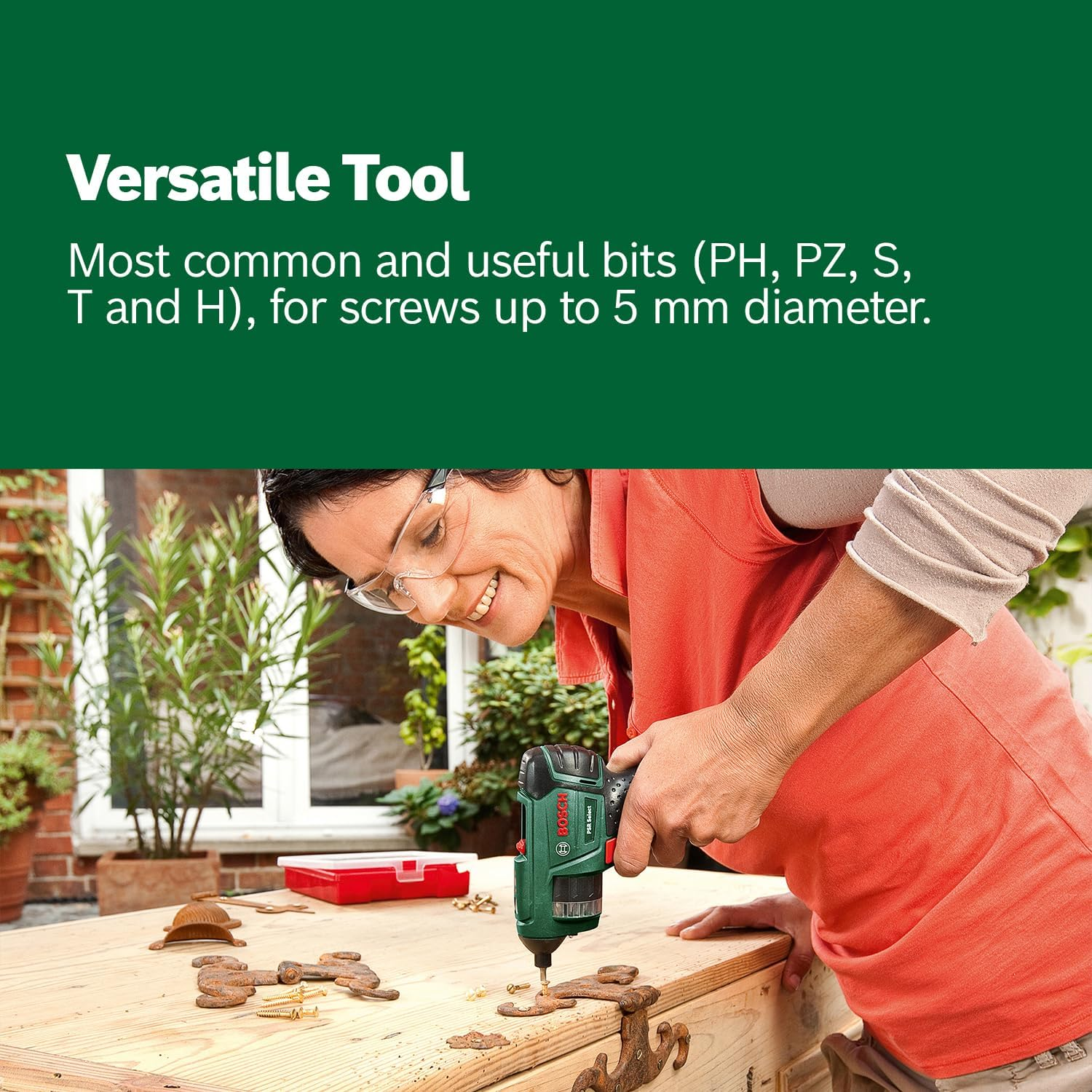 Bosch Home & Garden 3.6V Cordless Electric Screwdriver Gun with 12 Screwdriver Bits & Case (PSR Select). Made in Europe image number 2