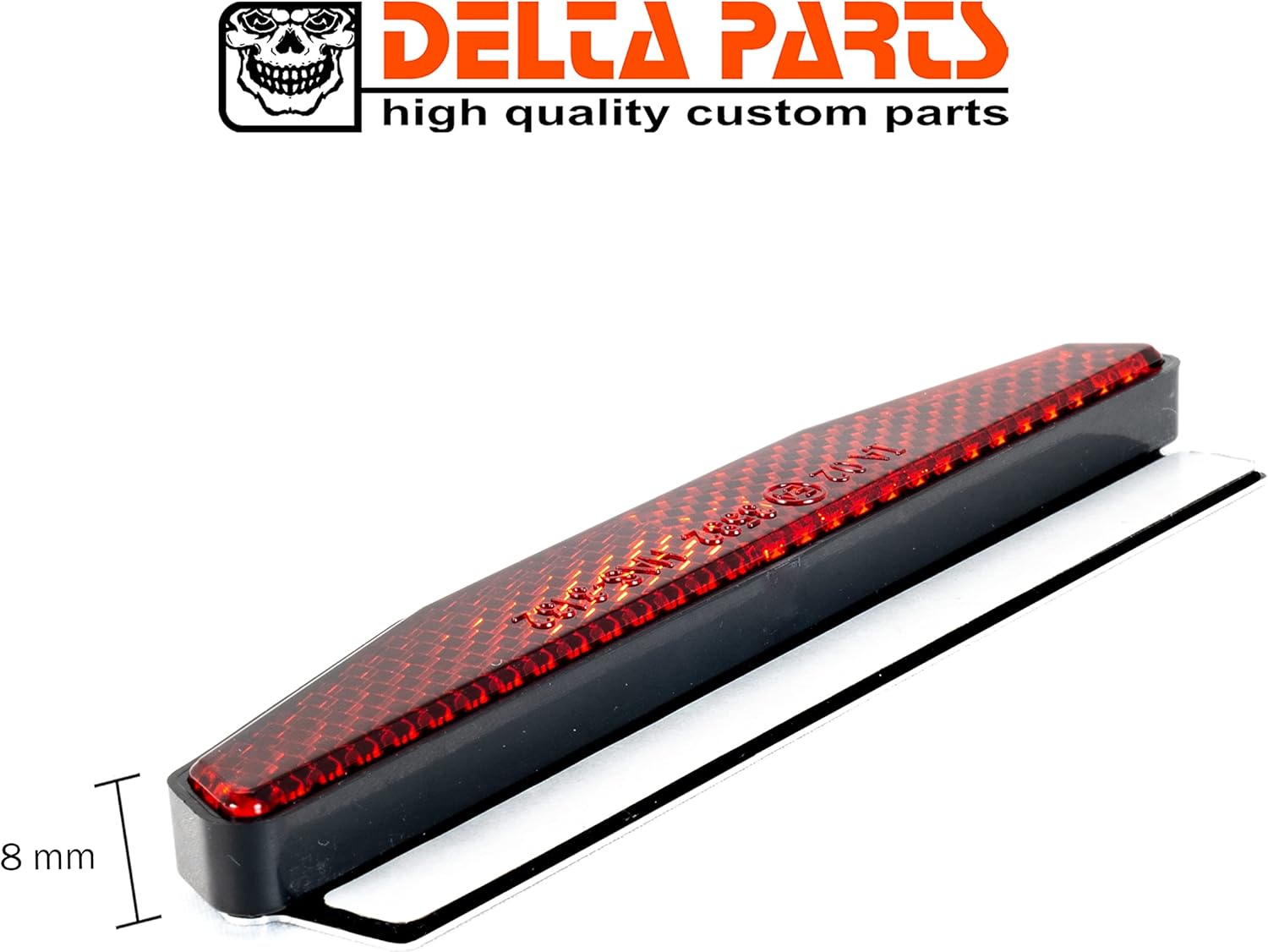 Delta Parts - Reflector Rear Reflector for Motorcycle - Rear Cat'S Eye - Reflector Including Mounting Plate Made of Self-Adhesive Aluminium - Motorcycle Accessories Reflectors Sticker. Made in Germany image number 3