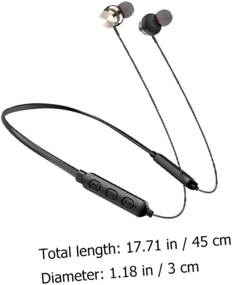 SECFOU Wireless Neckband Wireless Headset 5.0, Waterproof In-Ear Stereo Earbuds with Magnetic Design, Sweat-Resistant Sports Wireless Earpiece for Running and Gym Use, Black image number 6