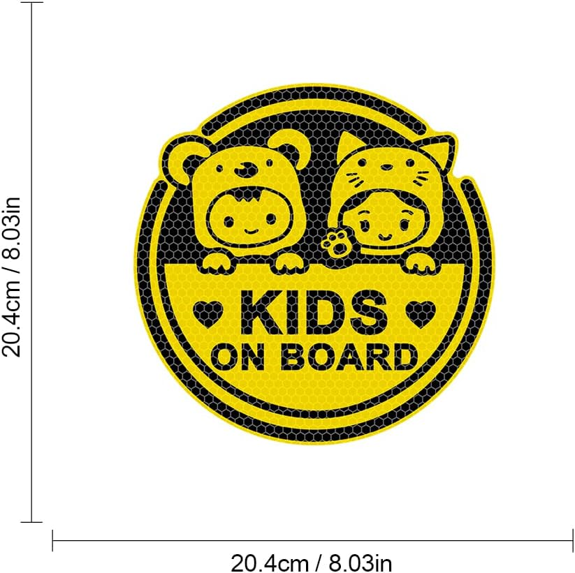 Iprokiu High Intensity Reflective Kids on Board Car Sticker Waterproof Safety Warning Sticker Baby on Board Car Body Bumper Window Decal Kids in Car Sticker Auto Decor 8.03 X 8.03 in (White) - Pink image number 6