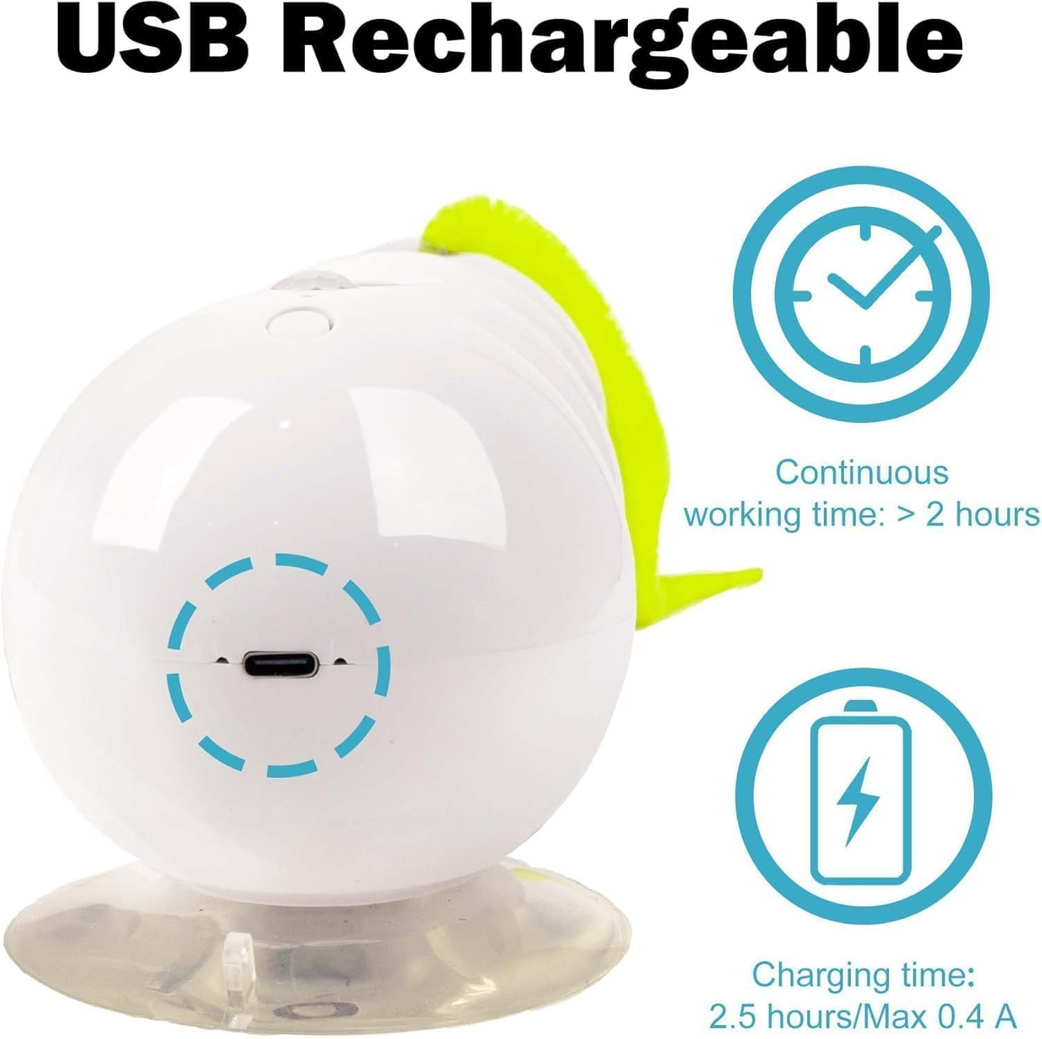 Vibbang Wusel Worm Cat Toy, Interactive Wuselworm Toy for Cats, Smart Motion Pet Toy with Worm Design, Wall & Window Mounted Cat Toy for Small, Medium image number 4