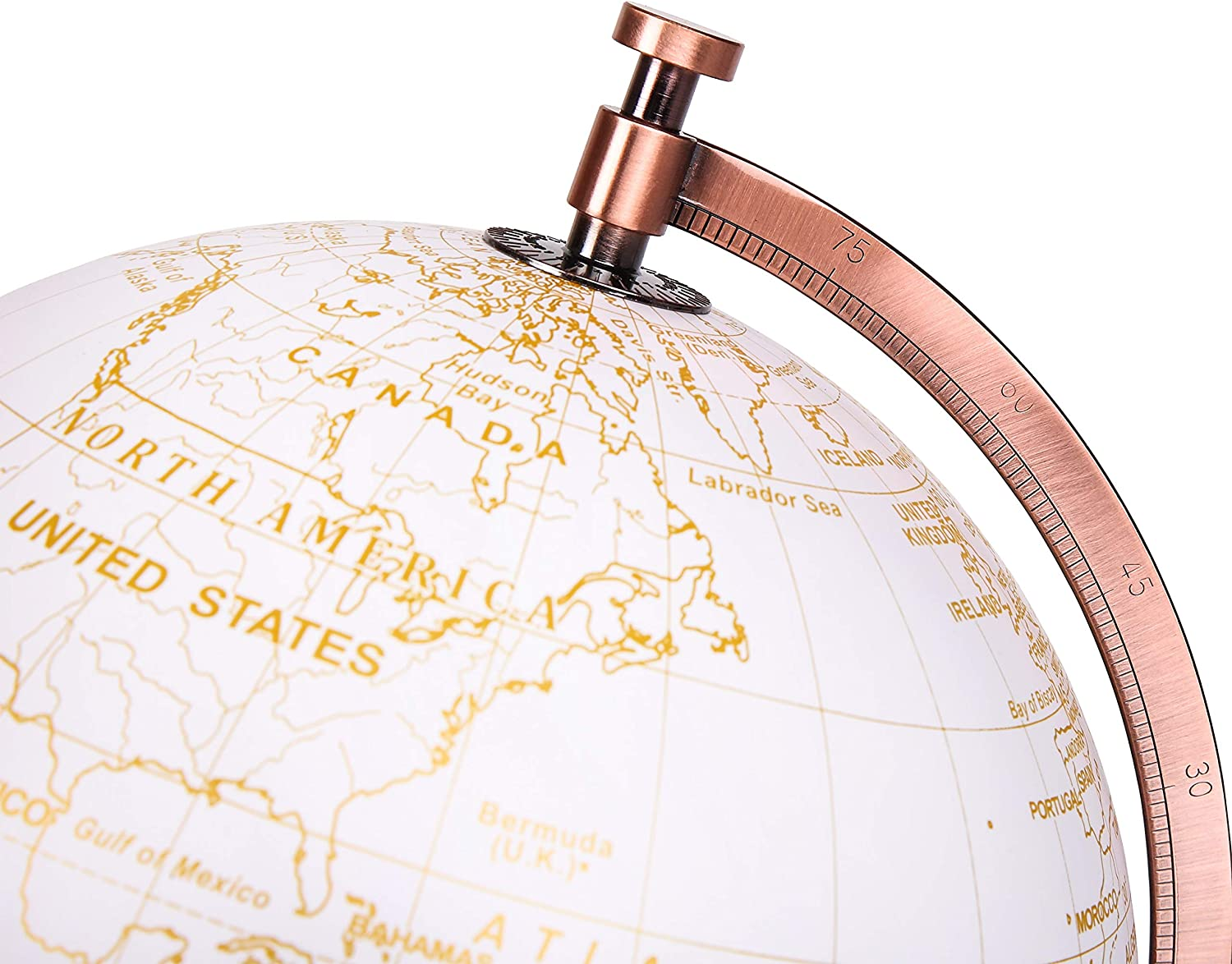 Exerz World Globe (Dia 8"/20 Cm) - Educational/Geographic/Modern Desktop Decoration - Metallic Golden World Globe Diameter 20 CM image number 3