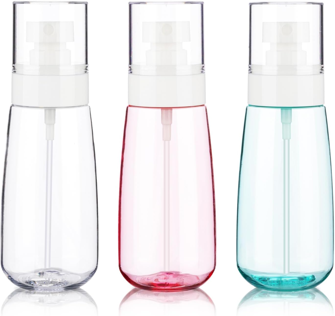 GIVITASOT 3Pack Small Spray Bottle, 1Oz Mini Spray Bottles, Empty Travel Spray Bottle, Fine Mist Plastic Spray Bottles (Clear+Green+Pink)