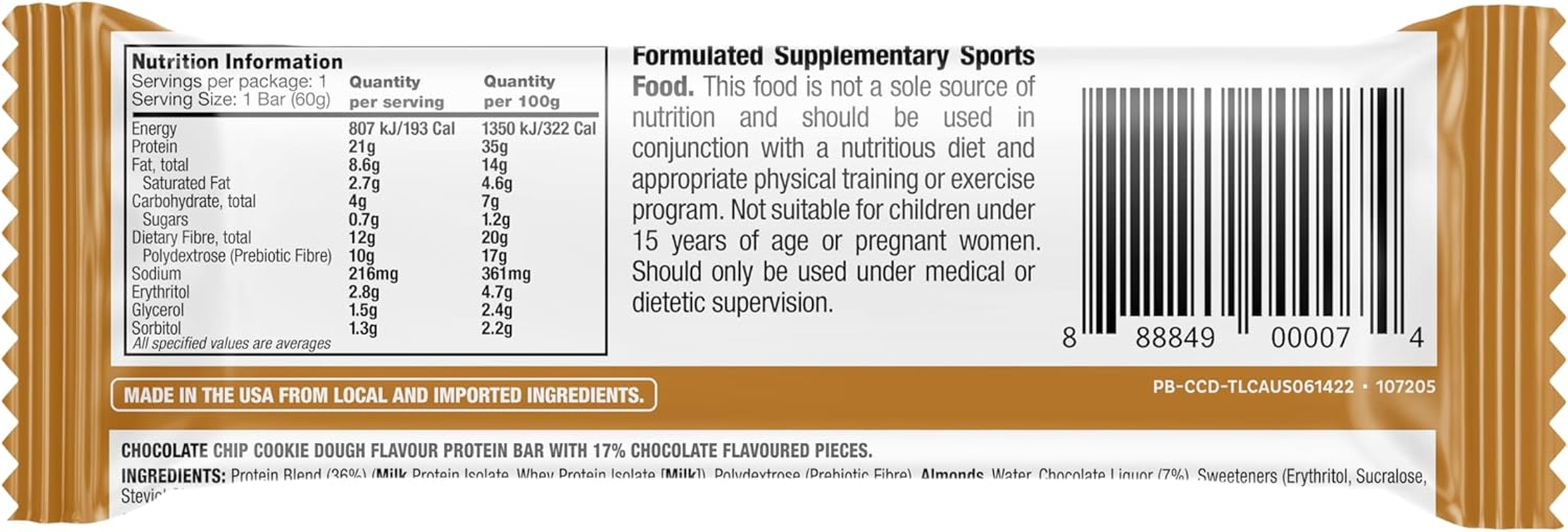 Quest Nutrition Chocolate Chip Cookie Dough Protein Bar, High Protein, Low Carb, Keto Friendly, 4 Count image number 4
