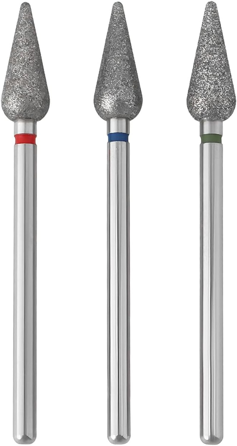 LT Easiyl 3Pcs 2.35Mm Cone Cuticle Diamond Drill Bit Fine Medium Coarse for Nail Drill Nail Polishing image number 1