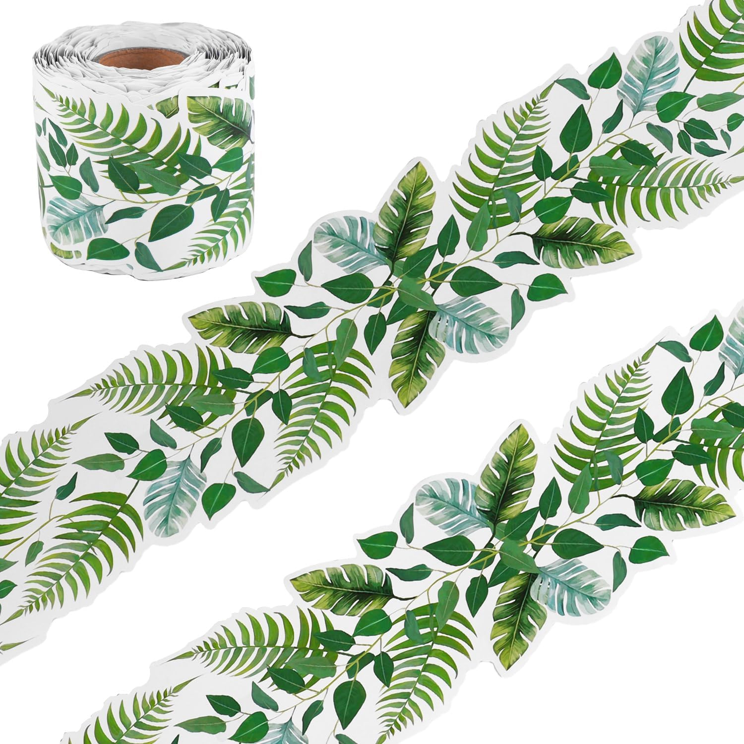 Bulletin Board Border Sticker, 49Ft Classroom Border Trim Eucalyptus Themed Border Sticker for Photo Wall Bulletin Boards Chalkboard Leaves Greenery Decoration image number 6