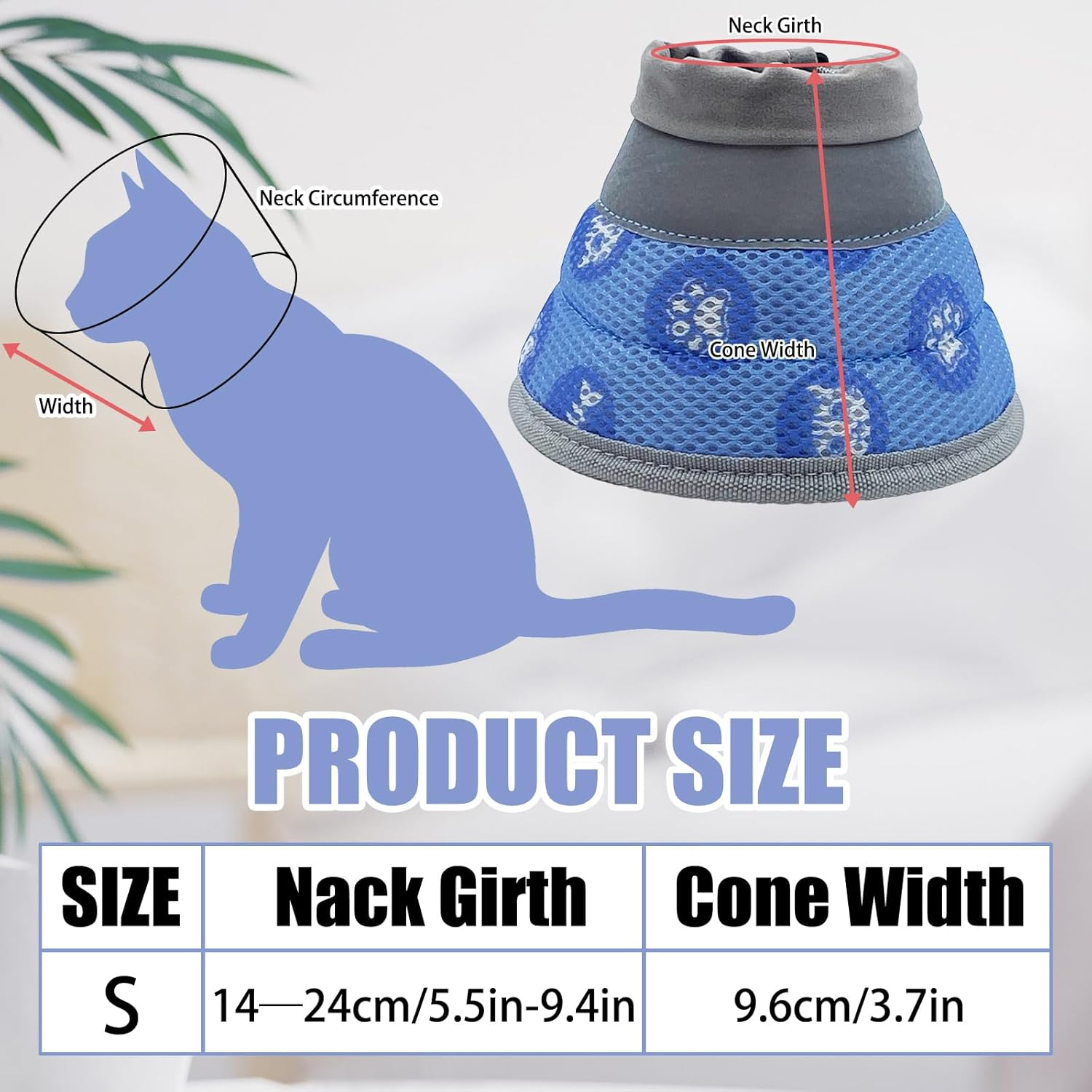 Cat Collar, Foldable Soft Protective Collar, Adjustable Soft Cat Collar, Post-Operative Collar for Pets, Cat Collar to Prevent Licking Wounds image number 4