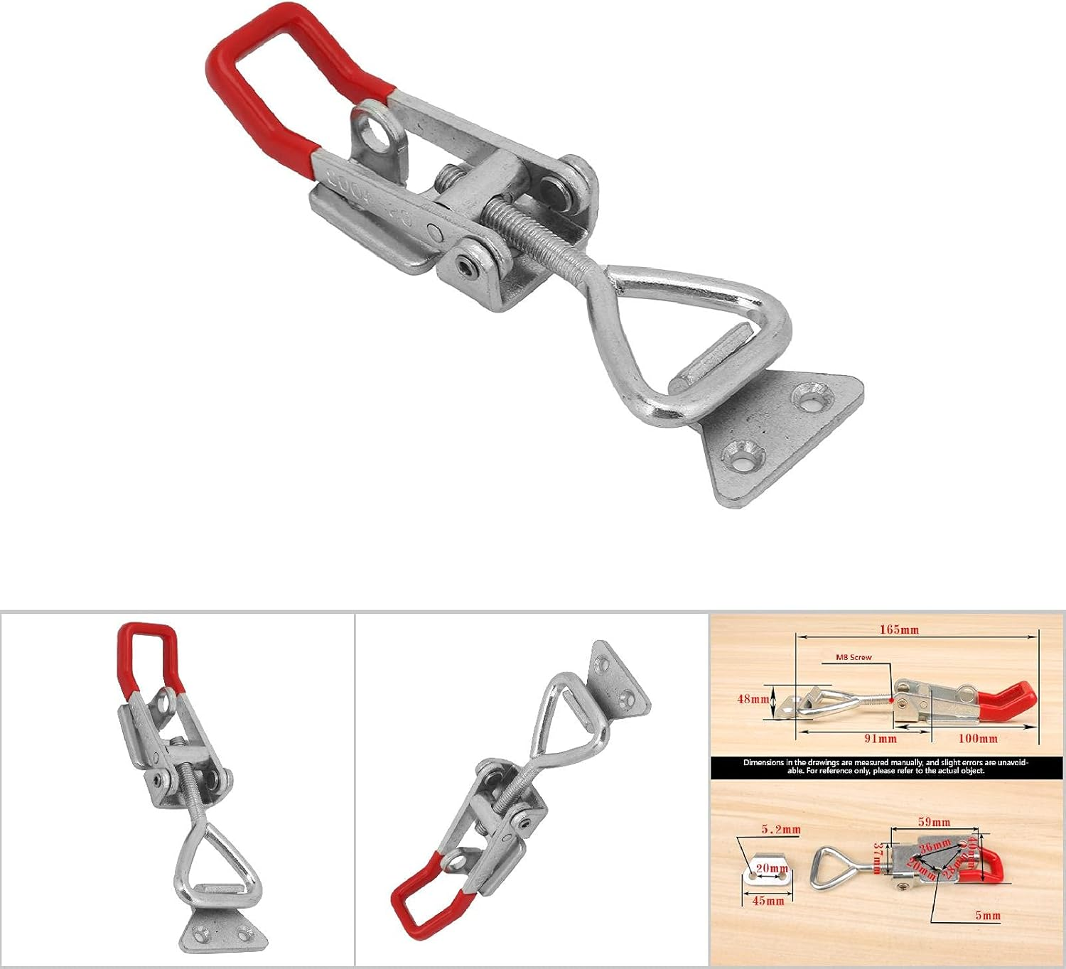 Joyzan Pull Latch, Toggle Clamp Latch Tool Box Latches Buckle Clamps Steel Catch Clip Tire Carrier Jig Wood Smoker Heavy Duty Large Holding Capacity for Industrial Equiipment Boxcar Lid Door, Silver image number 3