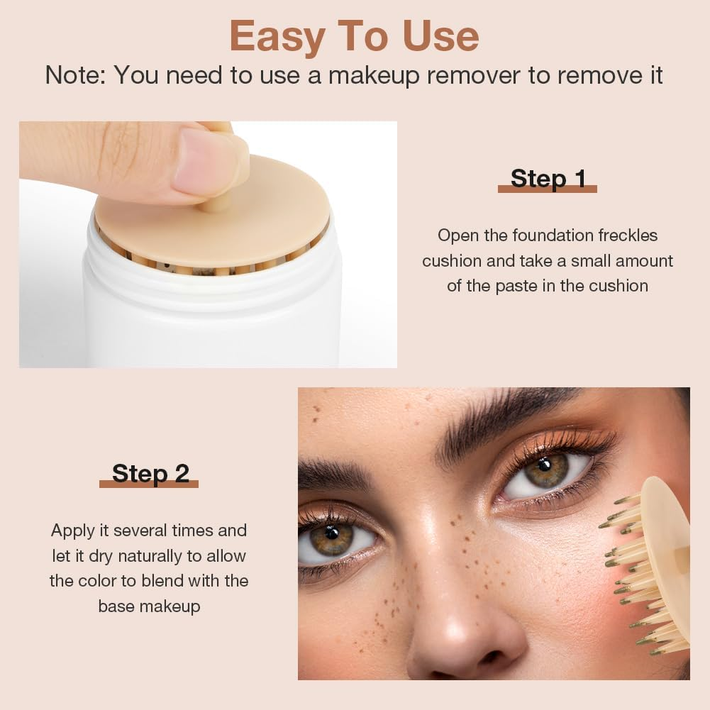 LOPHE Freckle Stamp, Liquid Freckles Pen, Fake Freckles Liquid Air Cushion, Long Lasting Waterproof Quick Dry Lifelike Freckles Marker Makeup(Brown) image number 1