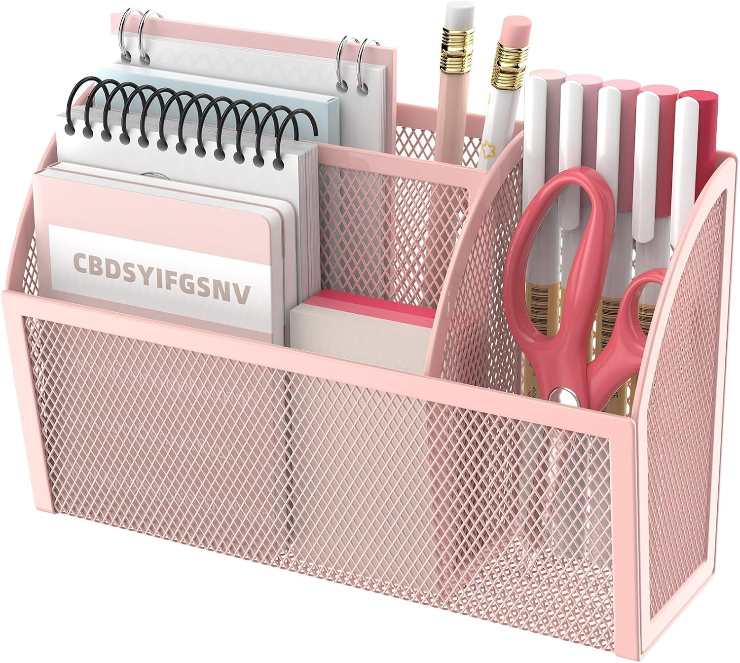 SUPEASY Magnetic Pencil Holder, Magnetic Whiteboard Shelf, 3 Grid Mesh Pen Holder for Refrigerator, Magnetic Organiser, Locker Accessories Organizer for Home, Pink