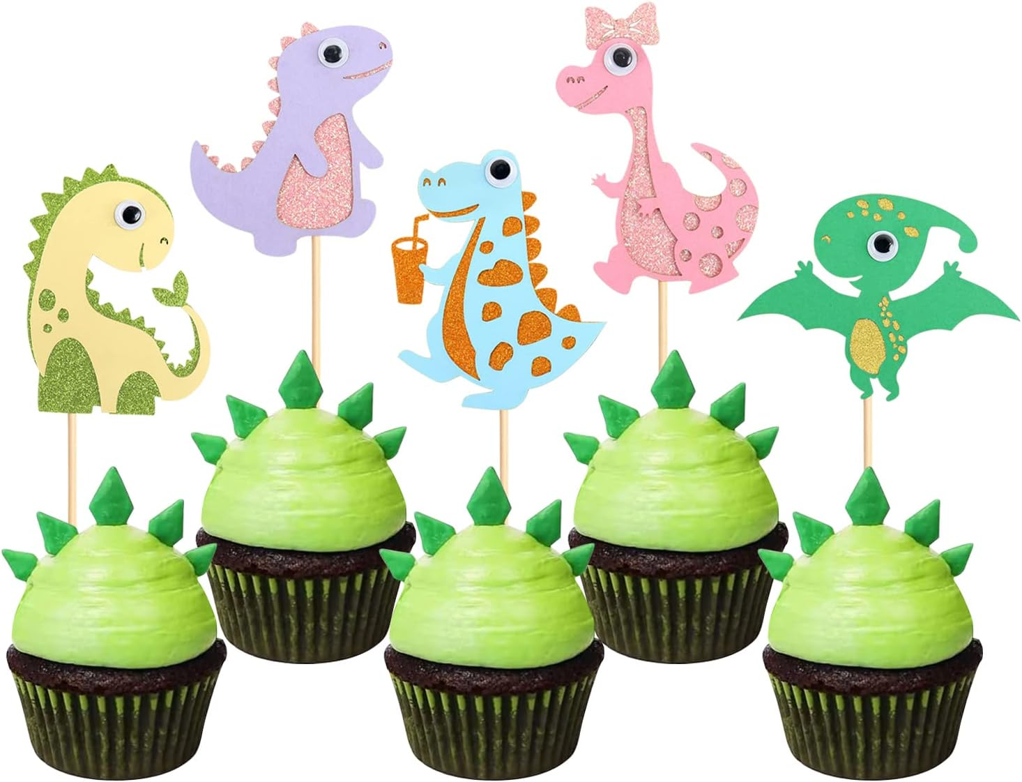 25 Pack Dinosaur Cupcake Toppers Baby Shower Dinosaur Cupcake Picks Cute Dinosaur Theme Baby Boy Girl Dinosaur Birthday Party Cake Decorations Supplies image number 1