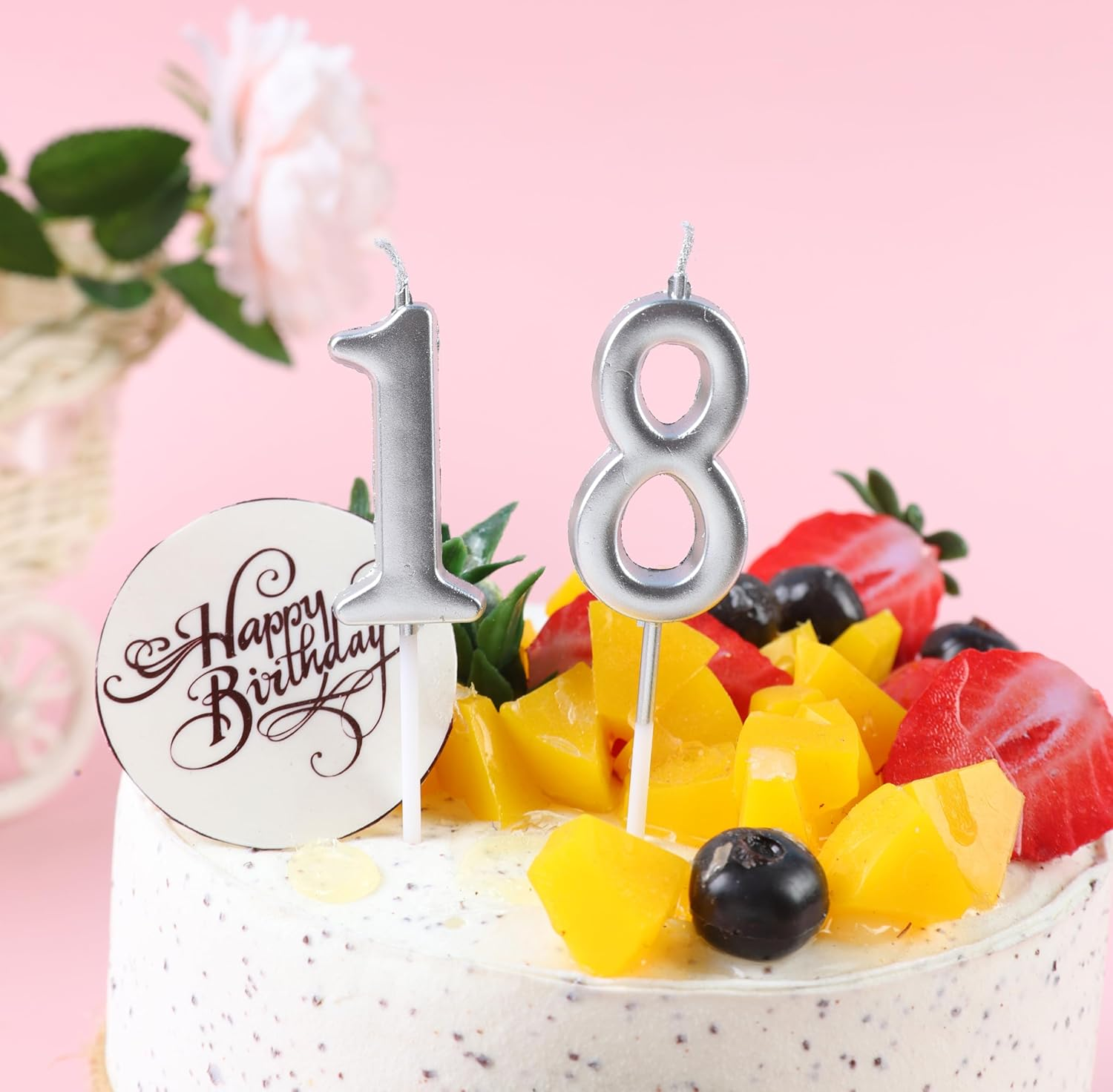 EAKE 10-Pieces Bulk Number Candles 0-9 Birthday Candles for Cake (Silver)