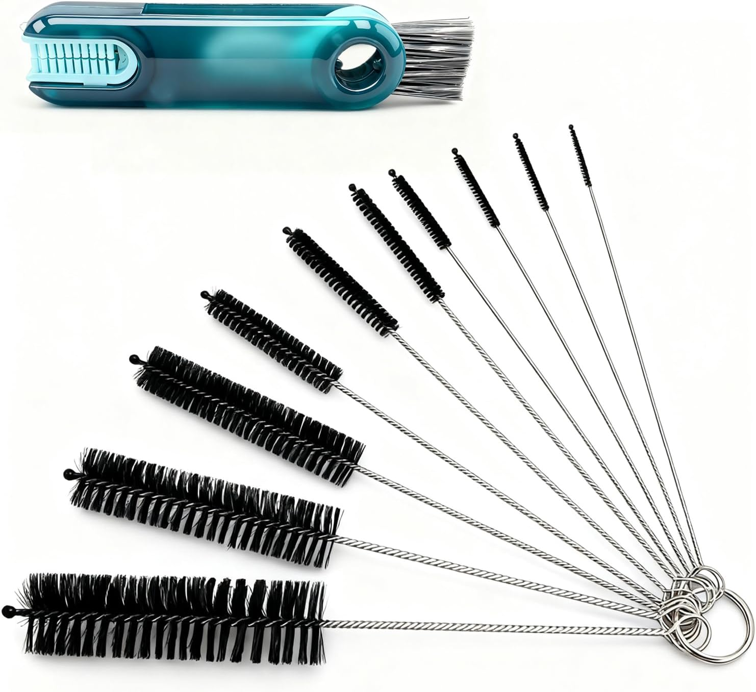 11-Piece Cleaning Brush Set&mdash;Reusable Straw Cleaner, Rim & Bottle Brush in One Pouch, Spotless in One Go！ image number 6