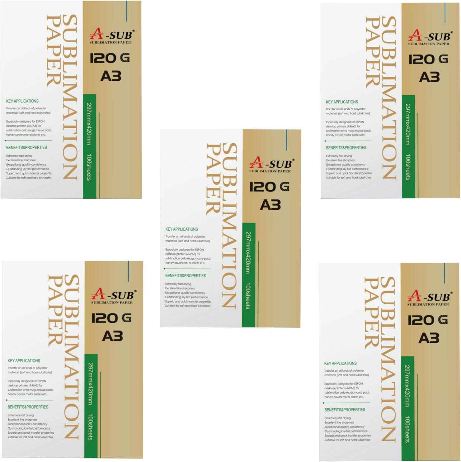 A-SUB Sublimation Paper A3 297X420Mm 100 Sheets 120Gsm Compatible with EPSON SAWGRASS RICOH Brother Sublimation Printers image number 4