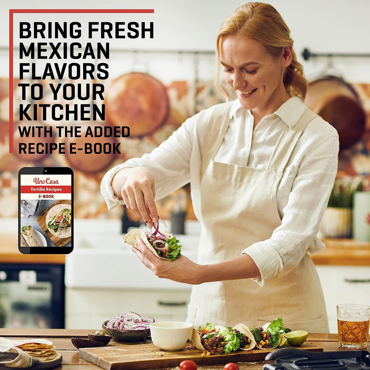 Uno Casa Cast Iron 10 Inch Tortilla Press - Roti and Tortilla Maker - Bonus 100 Pcs Parchment Paper - Pataconera for Flour Tortilla, Roti, Tawa or Dosa image number 1