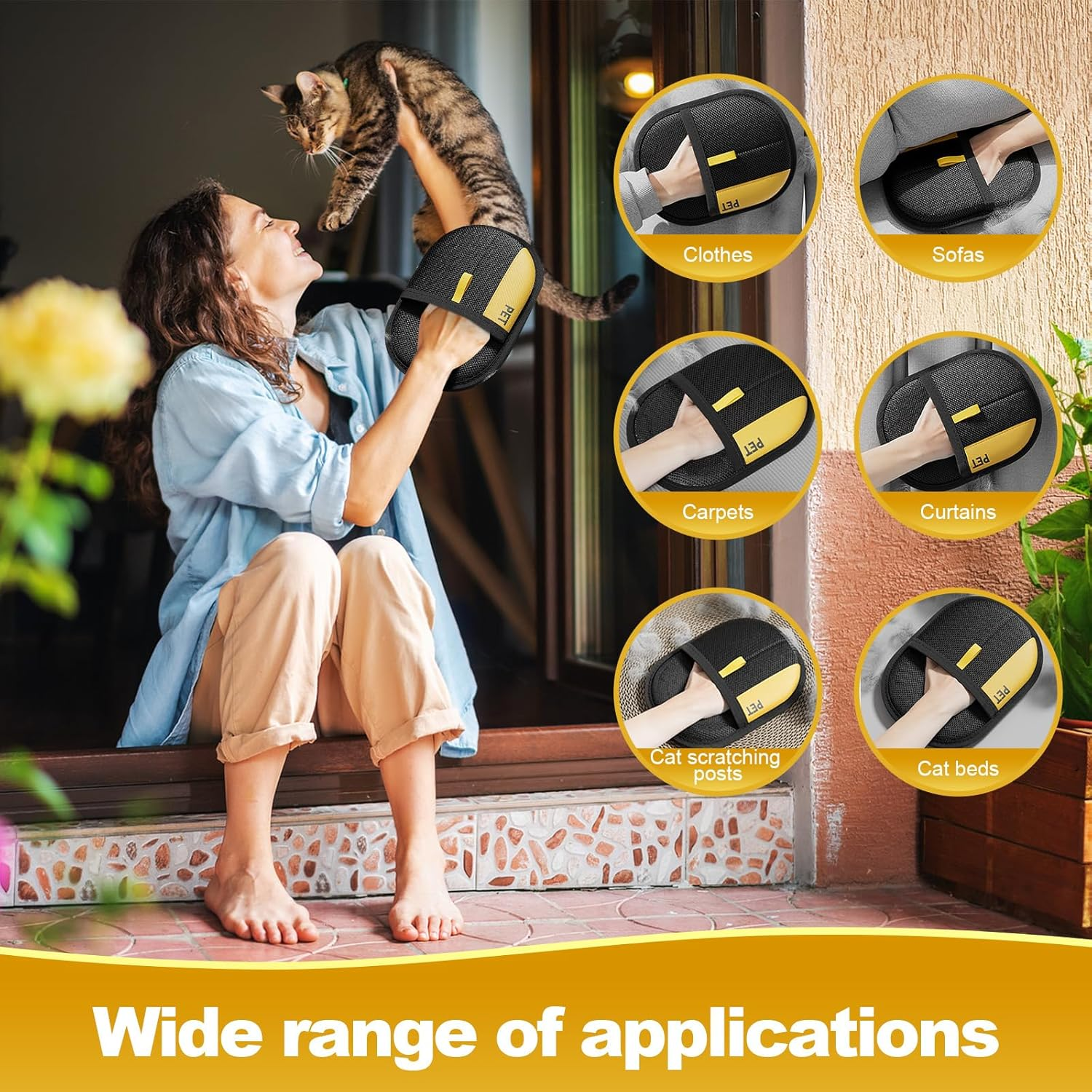 ZONJIE Pack of 2 Pet Hair Remover Cat Gloves, Fur Magnet Glove Cat Hair, Pet Hair Remover Cat Glove, Pet Hair Remover Brush, Reusable Antistatic Gloves, Double-Sided