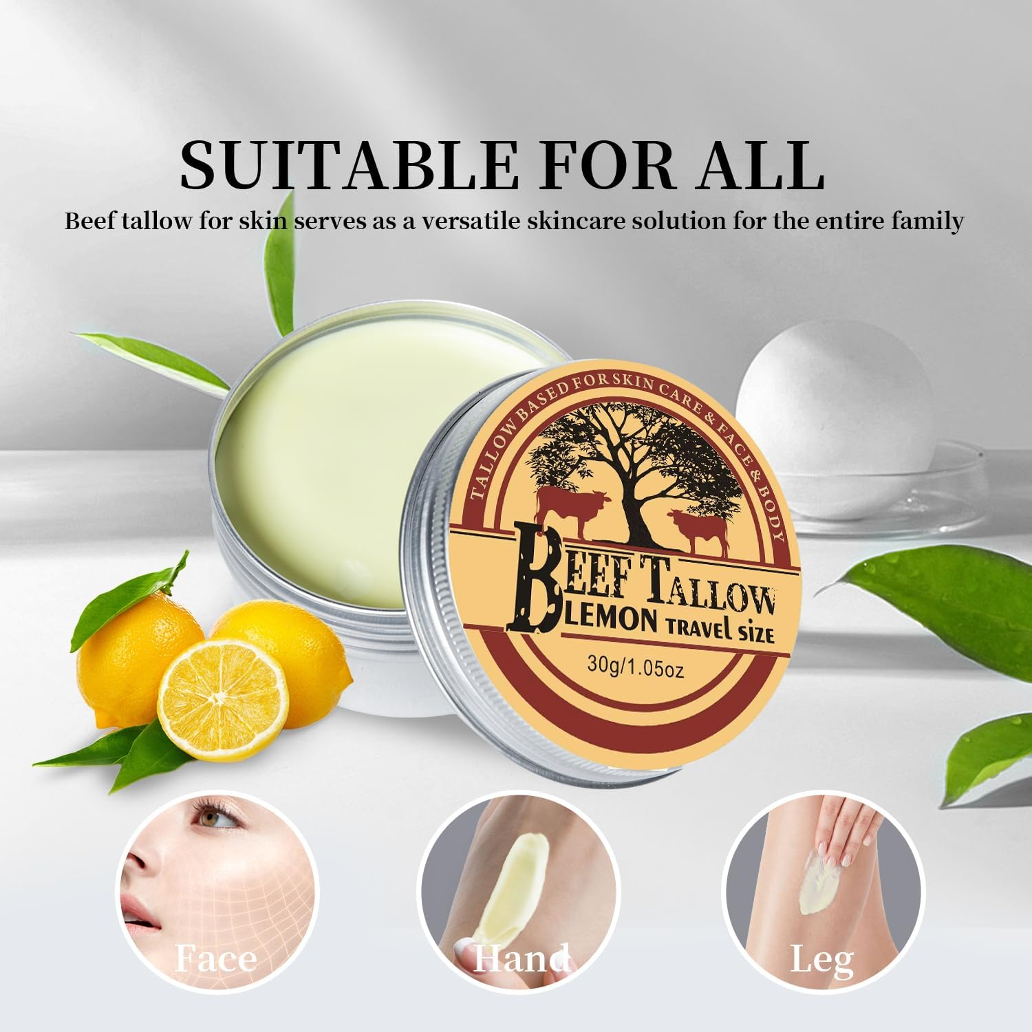 Beef Tallow, Tallow and Honey Balm, Beef Tallow for Skin, Organic Beef Tallow Balm Raw Wild Honey Moisturizer for Skin Full Body image number 6