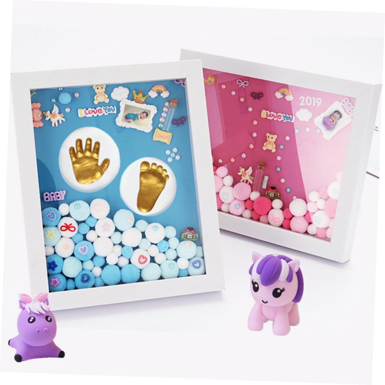 Unique Milestone Photo Frame Handprint Footprint Kit for Boy Girl Safe Material Shower Memory Keepsake image number 6