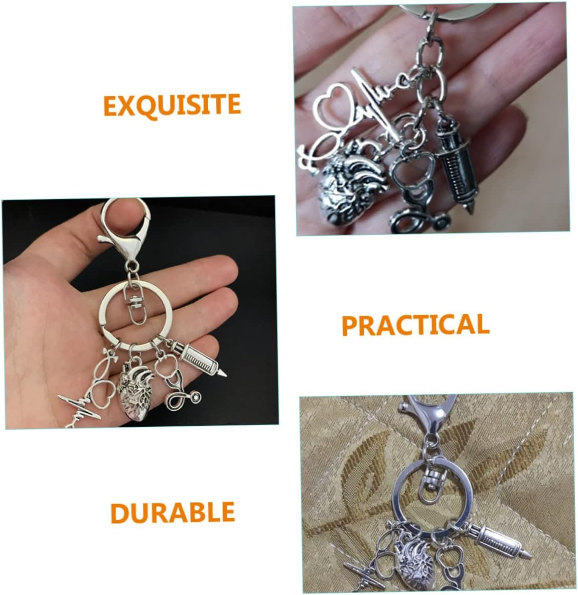 WRITWAA 2Pcs Metal Keychain Holder Heart Design Keyring for Doctor Gifts Party Supplies Decor image number 1