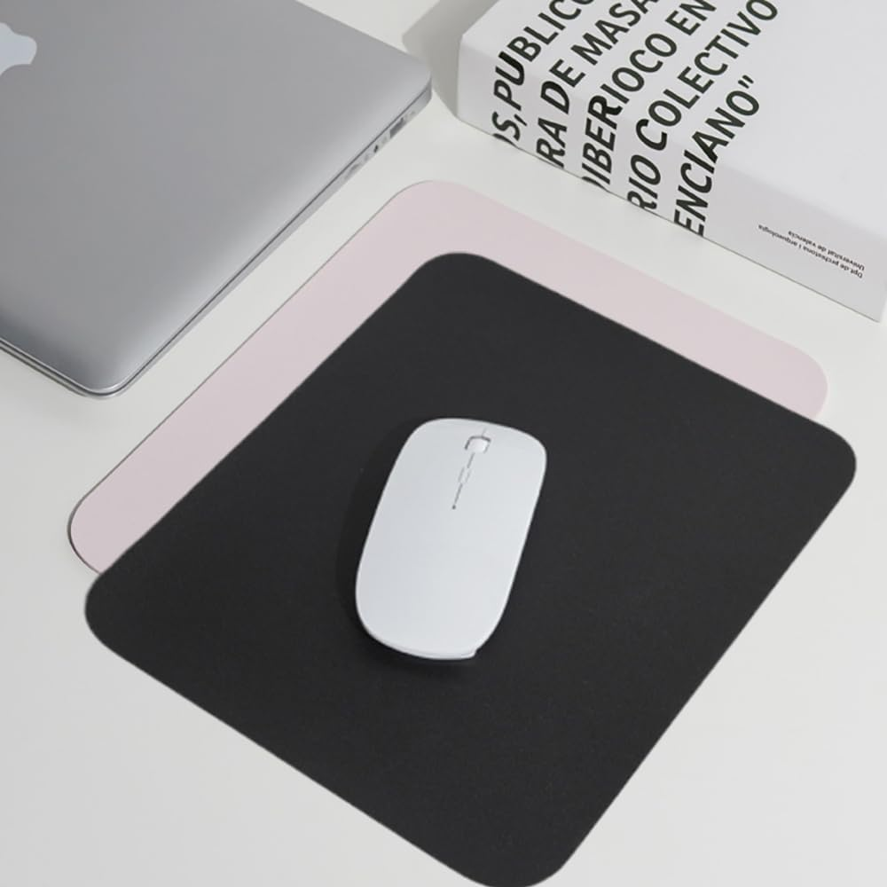 Custelen 2-Pack Waterproof PVC Leather Mouse Pads - Non-Slip & Thickened for Gaming, Office, and Home-Pink & Black image number 4