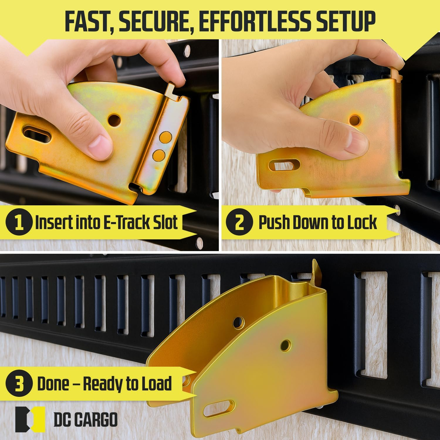 4 E-Track Wood Beam End Socket Shelf Brackets W/ E Track Fittings for 2X4 & 2X6 in Truck Trailer Van RV Cargo Tie-Down Systems Etrack Tiedowns for Custom Load Bar Handmade Cabinet Shelves image number 3