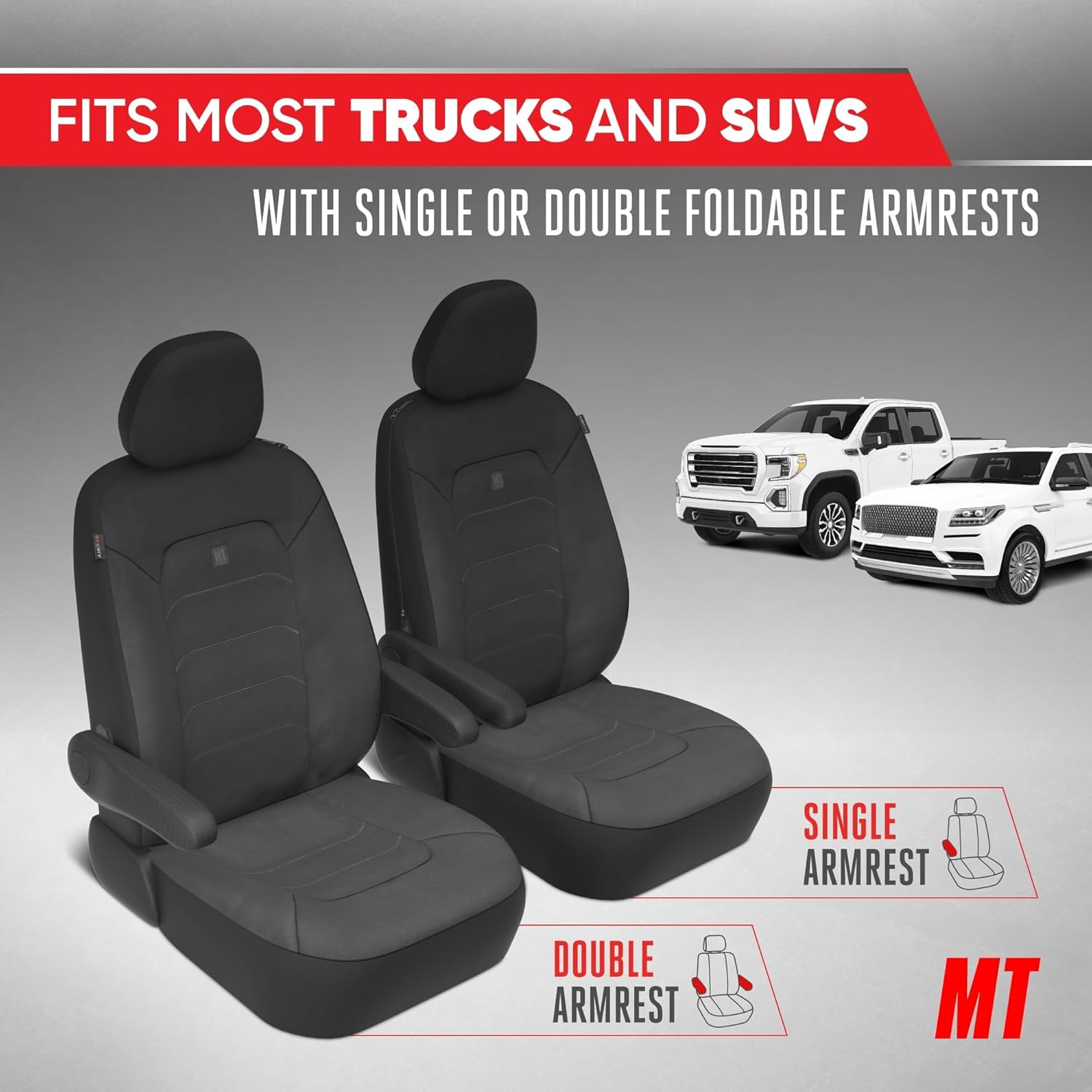 Neoprene Advantage Waterproof Seat Covers - Truck, Van & SUV Seat Covers for Cars &ndash; Front Seat Cover Set with Airbag Compatibility, Universal Fit for Car Seats, Black (Armrest Covers Not Included) image number 1