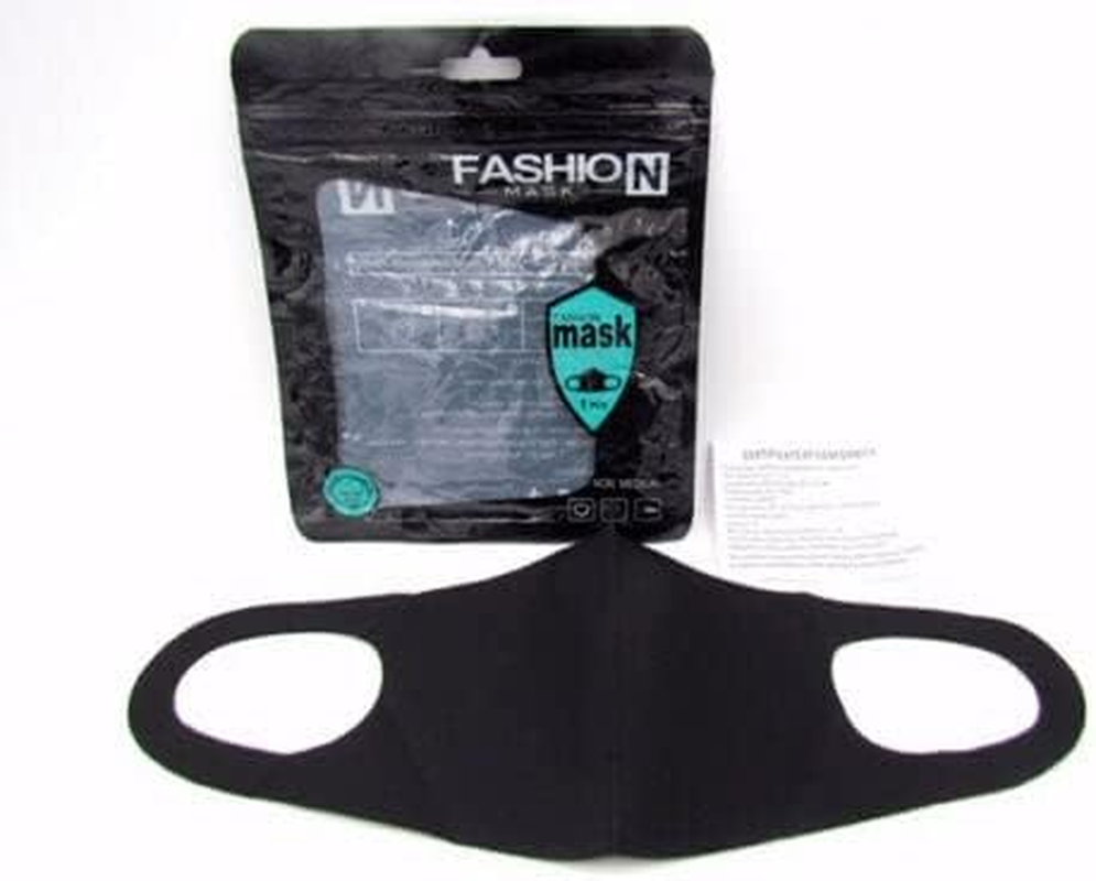 Mask 1X Black Fashion Face Mask Stretch Lightweight Fabric Covering Reusable Maskes Washable Unisex image number 2