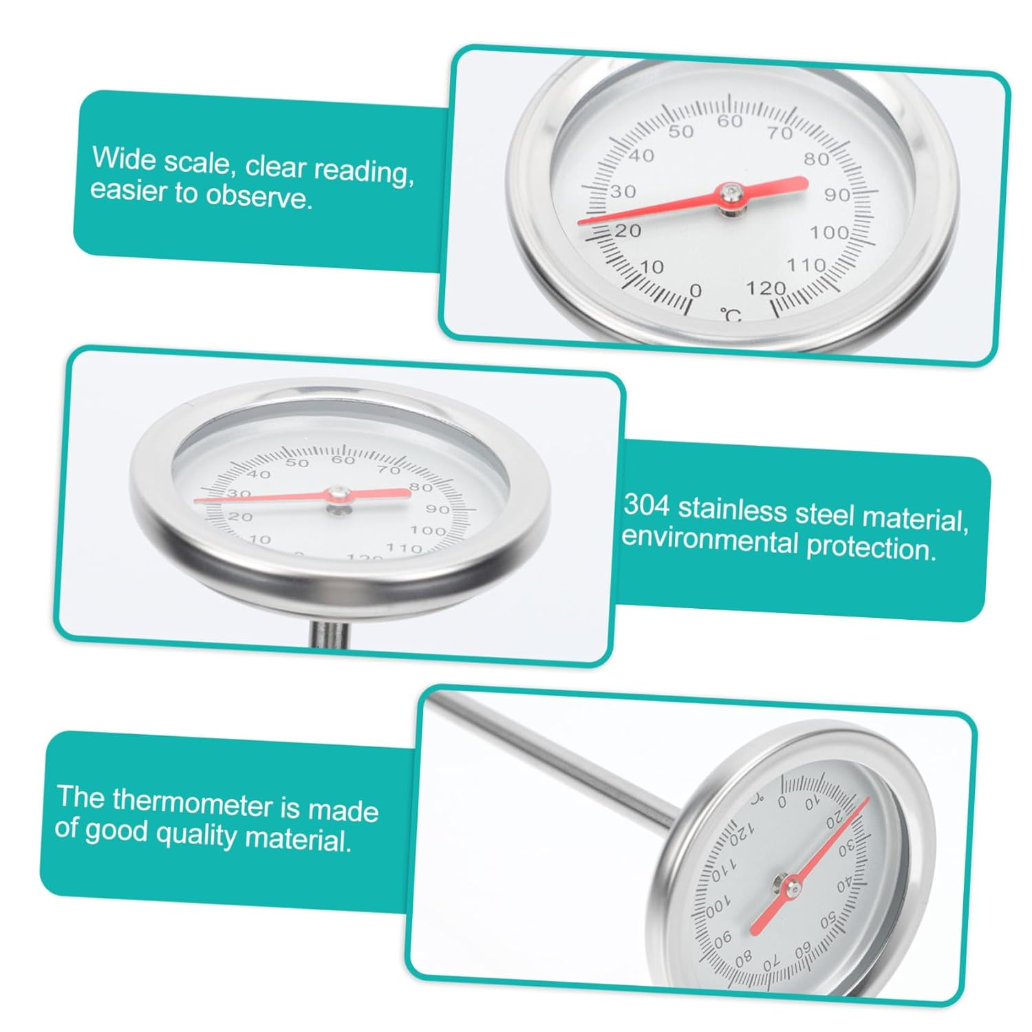 UPKOCH Stainless Steel Soil Thermometer Probe Garden Temperature Measuring Tool for Transplanting and Composting Physical Sensor Accurate C- Gardening Instrument image number 1