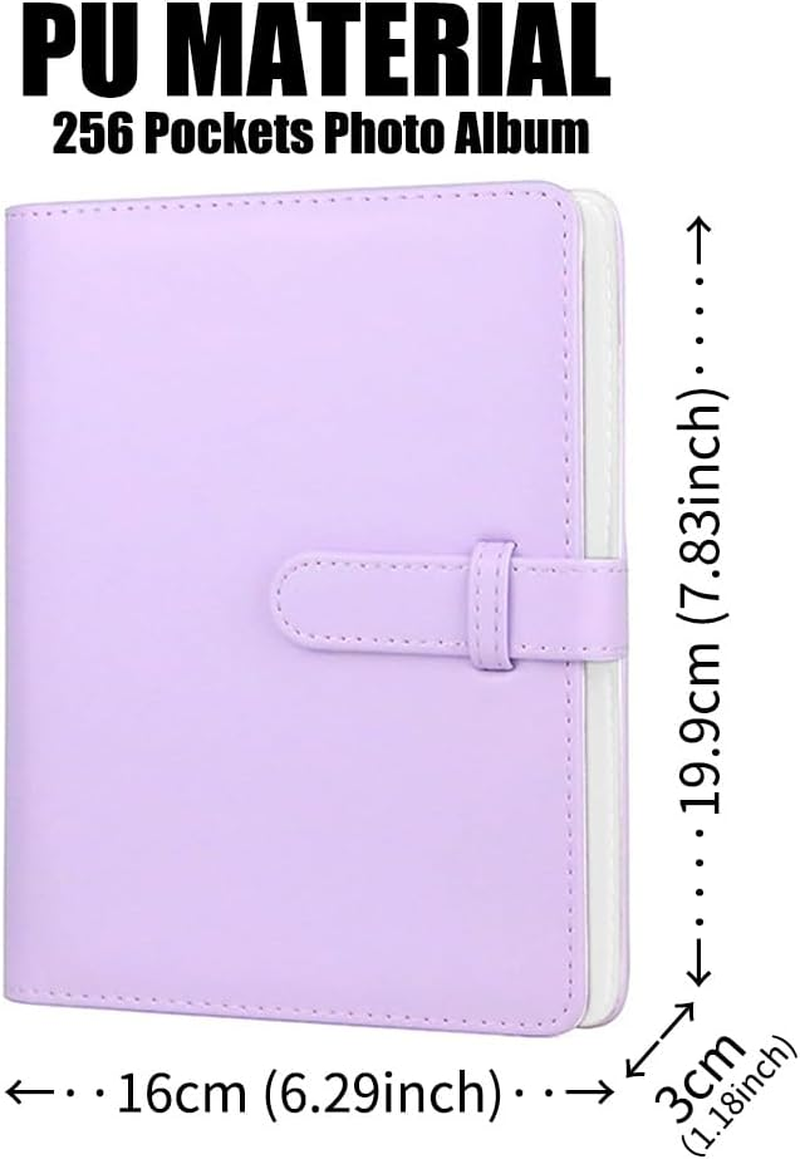 LIFEBEA 256 Pockets Photo Album for Fujifilm Instax Mini 11 12 9 40 Evo Liplay 8 7+ Instant Camera, Photo Album for Polaroid Kodak HP Zink 2X3" Photo (Purple) image number 5