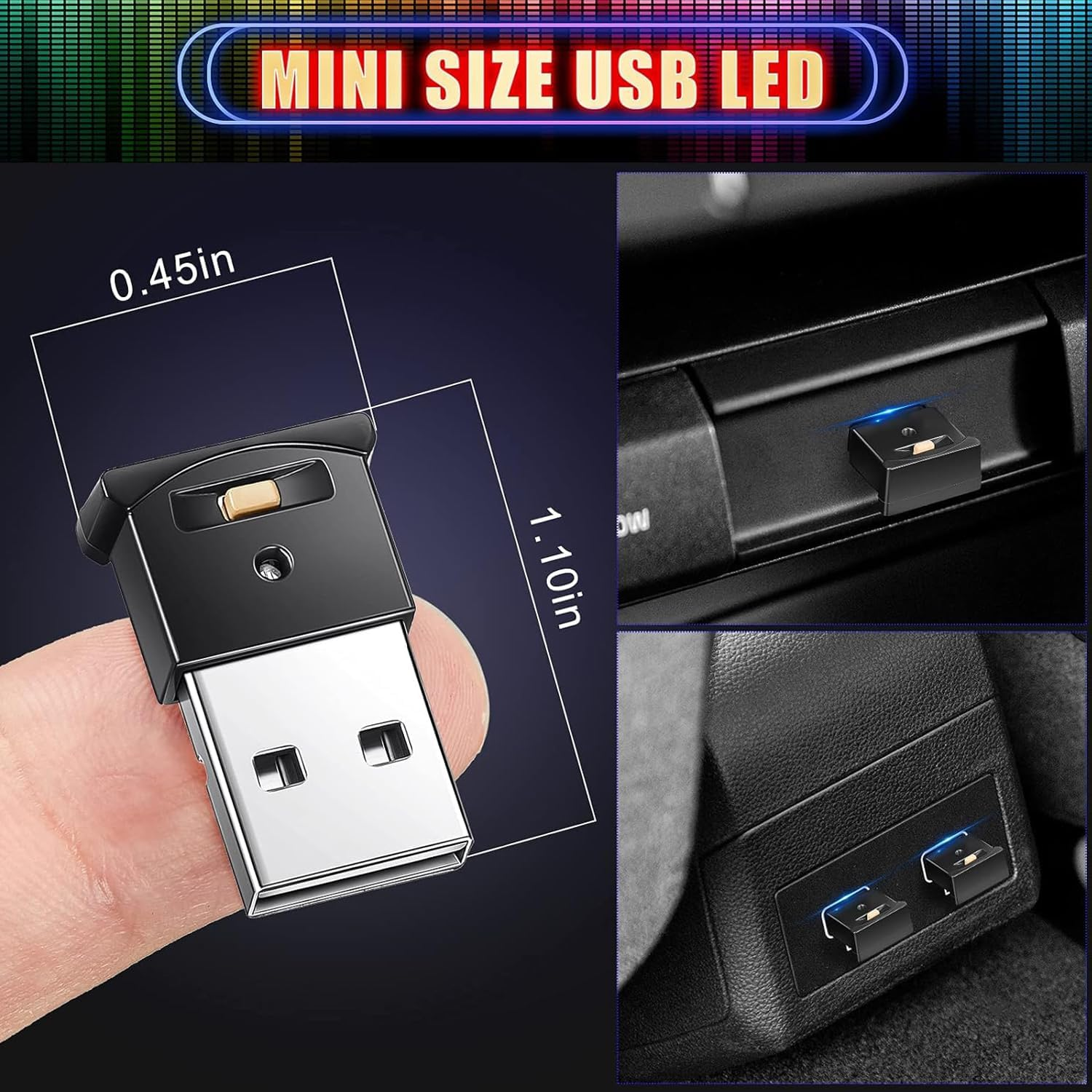 Mini USB LED Light, 8 Colors Car LED Interior Lighting 5V Smart USB Atmosphere Light, Laptop Keyboard Office Decoration Night Lamp, Adjustable Brightness image number 5